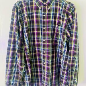 Chaps Blue and Green Casual Button Down Shirt